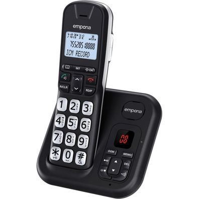 Emporia GD61AB Schnurlos DECT Telefon mit Anrufbeantworter Schwarz Neu OVP