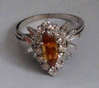 Weißgold Ring Feuer Opal + Diamant Brillant Mix 1.20 Ct IF 750 Gold Neu wertig