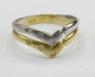 Weißgold Bi Color Ring Spitze Diamant Brillant 750 Gold Matt Neu wertig