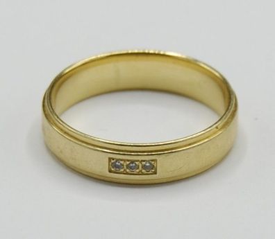 Bandring Band Ring 3x Diamant 585 Gold massiv