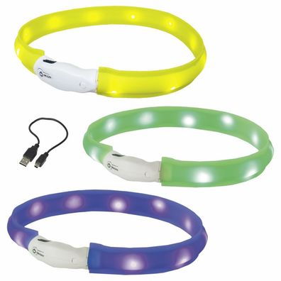Nobby LED Leuchthalsband Visible - 55 cm - Langhaar - Silikon Leuchtband Hund