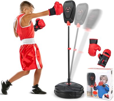 Punchingball stehend, Standboxsack Kinder, Boxtraining 95-126cm höhenverstellbar