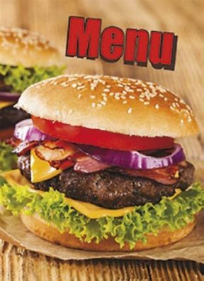 Menü Speisekarte mit 6 Hüllen A4 aus Burger