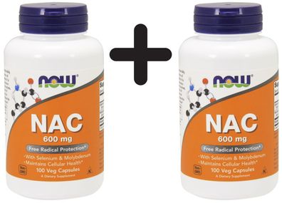 2 x NAC N-Acetyl Cysteine with Selenium & Molybdenum, 600mcg - 100 vcaps