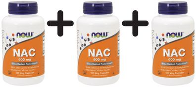 3 x NAC N-Acetyl Cysteine with Selenium & Molybdenum, 600mcg - 100 vcaps