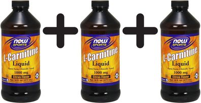3 x L-Carnitine Liquid, 1000mg Citrus Flavor - 450 ml.