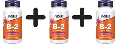 3 x Vitamin B-2 Riboflavin, 100mg - 100 caps