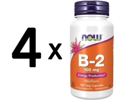 4 x Vitamin B-2 Riboflavin, 100mg - 100 caps