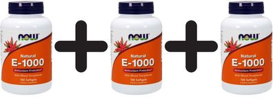 3 x Vitamin E-1000, Natural (Mixed Tocopherols) - 100 softgels