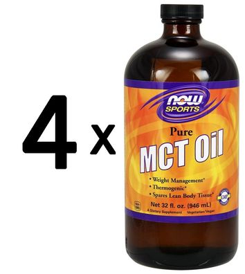 4 x MCT Oil, 100% Pure - 946 ml.