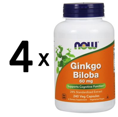 4 x Ginkgo Biloba, 60mg - 240 vcaps