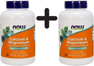 2 x Calcium & Magnesium, Citrate Powder with Vitamin D3 - 227g