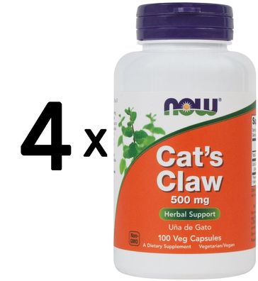 4 x NOW Foods Cat's Claw, 500mg - 100 vcaps