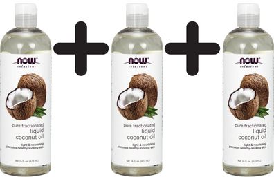 3 x Liquid Coconut Oil, Pure Fractionated - 473 ml