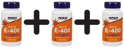 3 x Vitamin E-400, Natural (Mixed Tocopherols) - 100 softgels