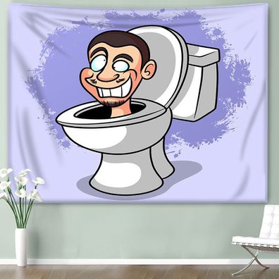 Cartoon version Skibidi Toilet VS TVMan Tapisserie Foto Hintergrund Tuch Wandbehänge