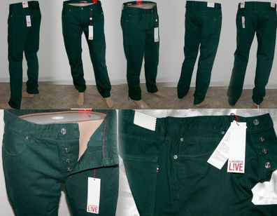 Lacoste HH 9789 B07 Stoff Jeans Slim 5 Pocket Hose Cotton W 28 34 36 L34 Dk. Grün