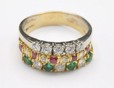 Mariage Memory Band Ring Brillant Diamant Smaragd Rubin 585 und 750 Gold