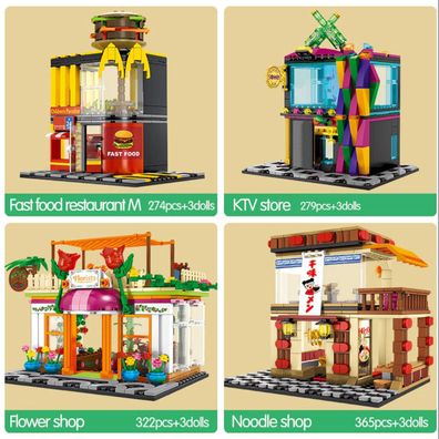 SEMBO - Restaurents Stores Laden Fast Food Coffee City Streets - Lego kompatibel