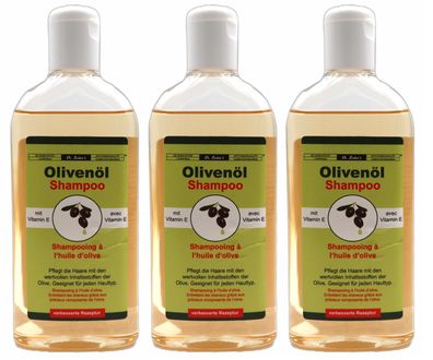 DR. Sachers Olivenöl Shampoo mit Vitamin E, 3x 250ml, Apothekenqualität
