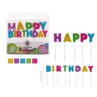 Trendhaus Birthday Fun Mini Schriftzug Kerzen 13teilig