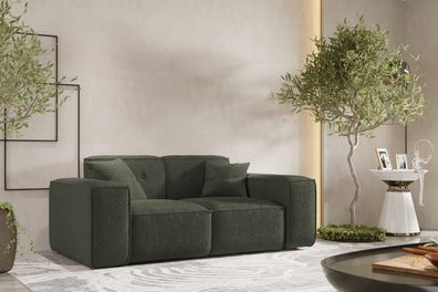 Sofa, Sessel Zweisitzersofa, Gestepptes Sofa PULA stoff Antic Dunkelgrün