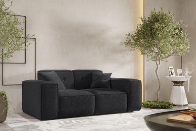 Sofa, Sessel Zweisitzersofa, Gestepptes Sofa PULA stoff Antic Schwarz