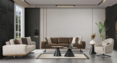 Sofagarnitur 4 + 3 + 1 Sitz Luxus Möbel Sofas Wohnzimmer Couch Sofa 3tlg