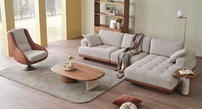 Stilvoll Wohnzimmer set 2tlg. Luxus Ecksofa L-Form + Sessel Designer set