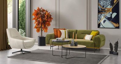 Modern Sofagarnitur 3 + 1 Sitzer Grün Couchen Design Wohnzimmer set 2tlg