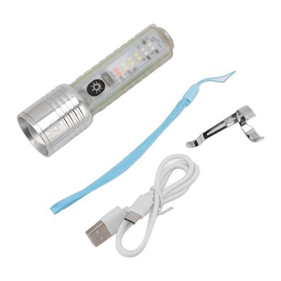 LED-Taschenlampe, 8 Modi, wiederaufladbar, USB, hohe Helligkeit