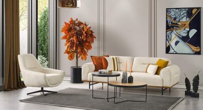Sofagarnitur 3 + 1 Sitzer Möbel Set Design Beige Modern 2tlg. Couchen