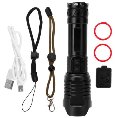 P99 einziehbare Zoom-Taschenlampe, Aluminiumlegierung, USB-Aufladung