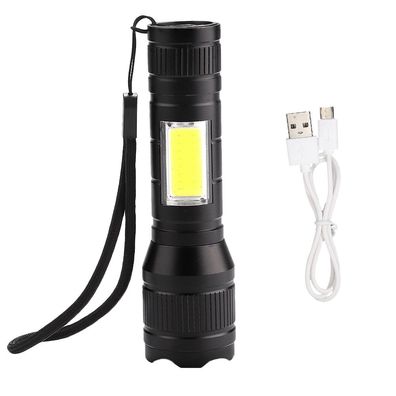 Tragbare T6 + COB LED-Teleskop-Zoom-Taschenlampe mit 3 Modi