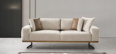 Designer Dreisitzer Sofa Beige Farbe Luxus Möbel in Wohnzimmer 225cm