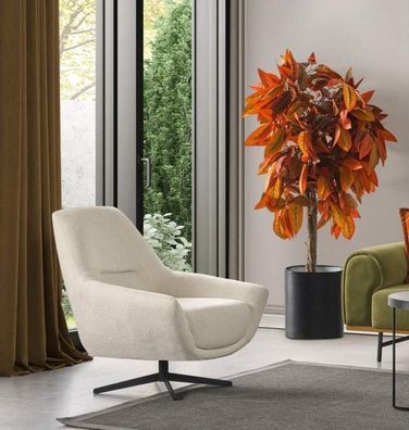 Luxus Sessel Beige Drehbar Wohnzimmer Stil Polsterung Textil Lounge Club