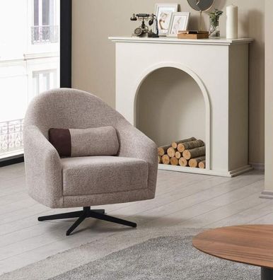 Modern Sessel Grau Lounge Club Wohnzimmer Stil Polsterung Textil Einsitzer