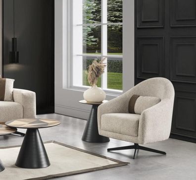 Luxus Sessel Stilvoll Möbel Wohnzimmer Design Drehbar Lounge Club Holz
