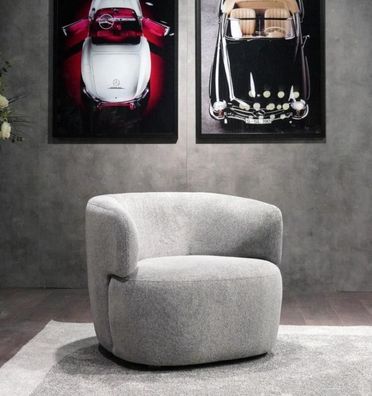 Design Sessel Grau Luxus Möbel Wohnzimmer Polster Textil Lounge Club