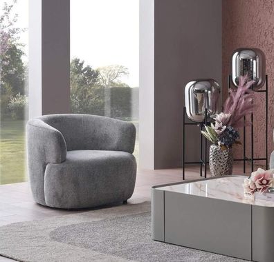 Stilvoll Sessel Wohnzimmer Weich Möbel Grau Designer Lounge Club Einsitzer