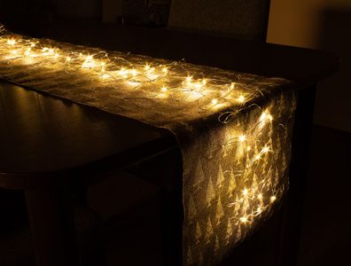 LED Tisch Läufer warmweiß - 120cm - Weihnachten Deko Draht Lichterkette Batterie