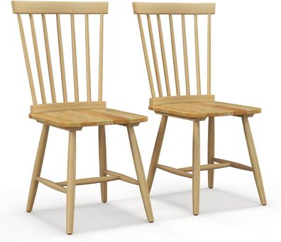 Esszimmerstühle 2er Set, Windsor Stuhl Holz, Küchenstühle mit hoher Rückenlehne