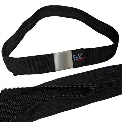 Fox Outdoor Gürtel mit Geldfach, schwarz, Gürtel mit Reißverschluss, Länge bis 120 cm