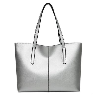 One-Shoulder-Tasche Damen große Kapazität Mode einfache Einkaufstasche Silber
