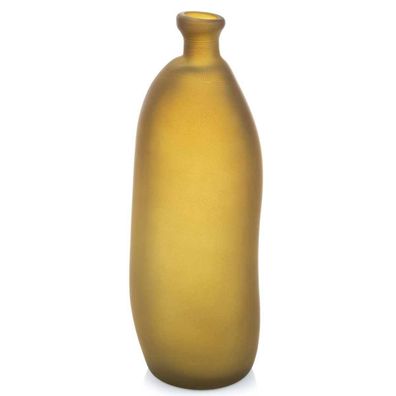 Vase Flasche aus Glas olivgrün 35x13 cm Dekovase Blumenvase Tischvase Modern Deko