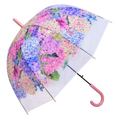 Clayre & Eef Erwachsenen-Regenschirm 60 cm Rosa Kunststoff Hortensie