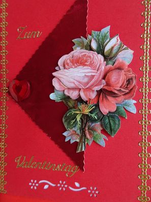 Grußkarte Unikate Handarbeit 3D Rosen zum Valentinstag Liebe Freundschaft