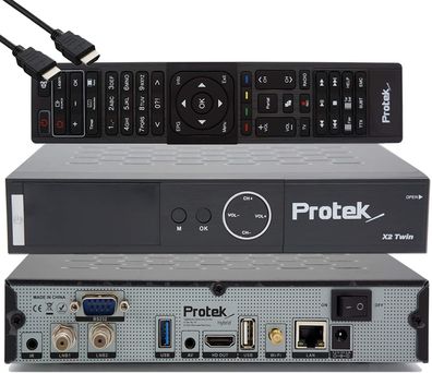 Protek X2 Twin SAT 4K UHD HDR 2X DVB-S2 Tuner OpenATV E2 Linux Receiver mit WiFi