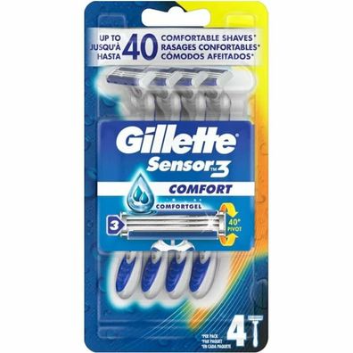 Gillette Sensor 3 Comfort - Gel Rasierer Einwegrasierer 4 Stück
