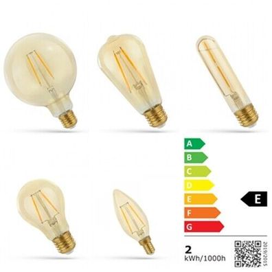 LED 2W Leuchtmittel Retro Filament Vintage Industrie Lampe E27 E14 Glühbirne